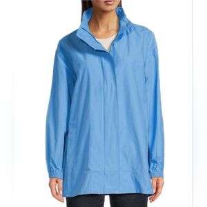 NWT Eileen Fisher Stand Collar Jacket  Sz XS Azure Cotton Nylon Blend $278